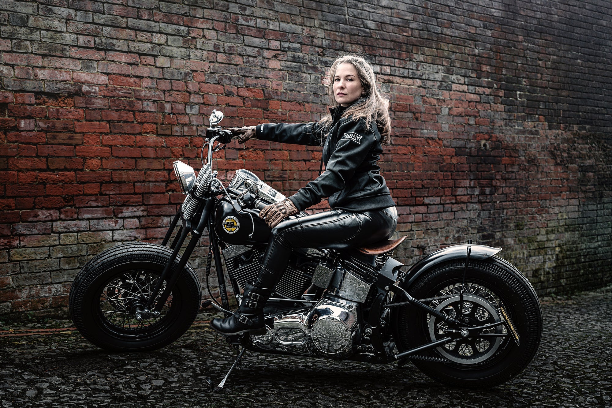 Roadskin Freya Leather Look Motorcycle Leggings for Women