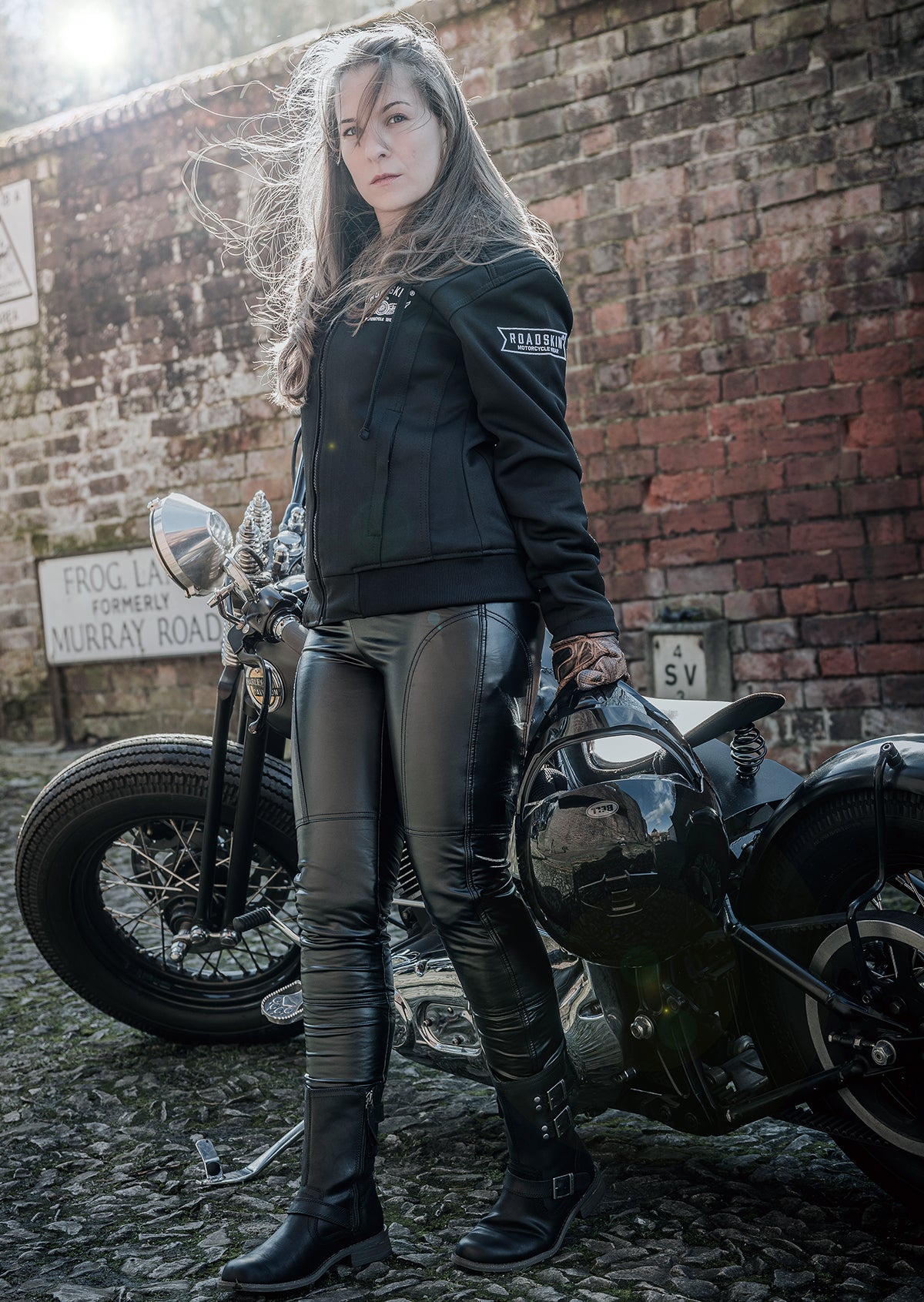 Roadskin® "Freya" Ladies' AA rated Leather Look Motorcycle Leggings