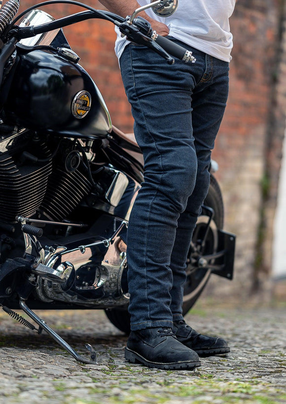 Taranis Elite AAA-rated single-layer motorcycle jeans in dark indigo blue - Roadskin®