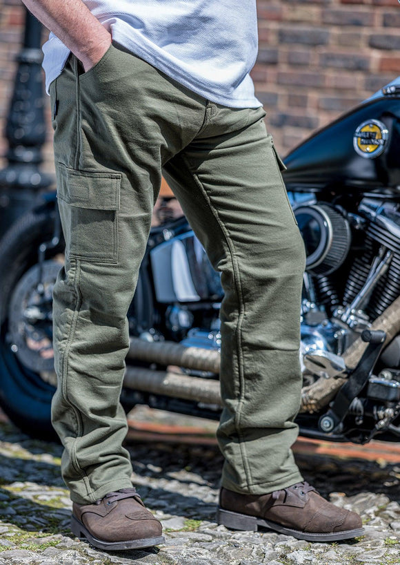 Roadskin AA-rated Cargo Motorcycle Trousers - Olive - Roadskin®