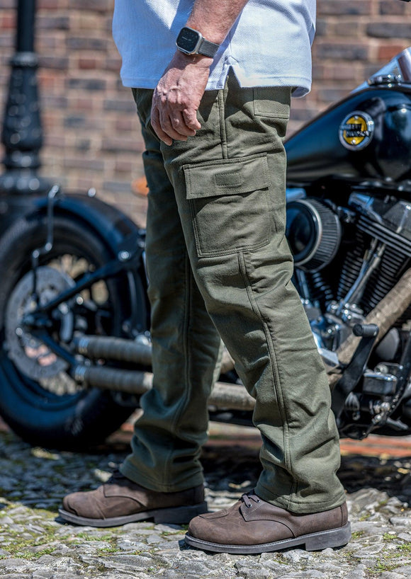 Roadskin AA-rated Cargo Motorcycle Trousers - Olive - Roadskin®