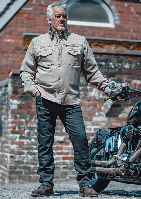 Roadskin® Munro Armoured Motorcycle Shirt - Khaki Brown - Roadskin®