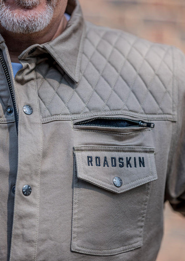 Roadskin® Munro Armoured Motorcycle Shirt - Khaki Brown - Roadskin®