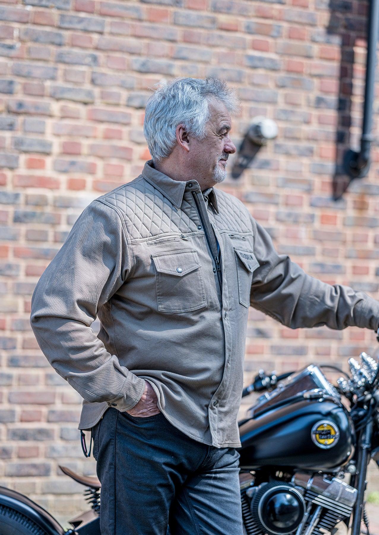 Roadskin® Munro Armoured Motorcycle Shirt - Stone
